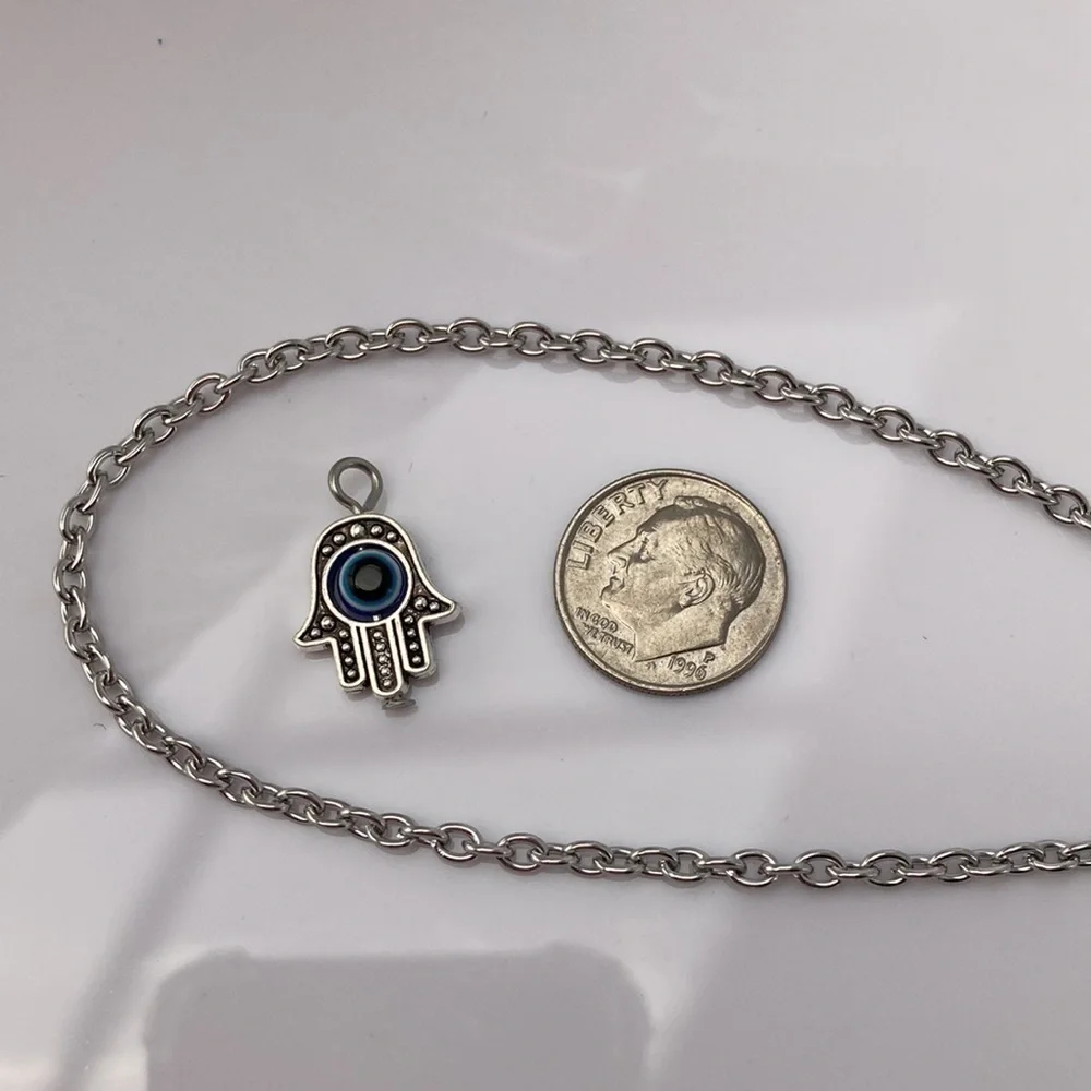 Hamsa Evil Eye Stainless Steel Necklace